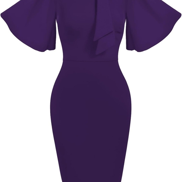 #095 Mokayee Sz L Elegant Purple Dress NWT - Picture 3 of 5